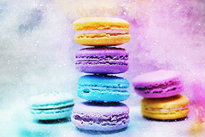 a stack of colourful macrons